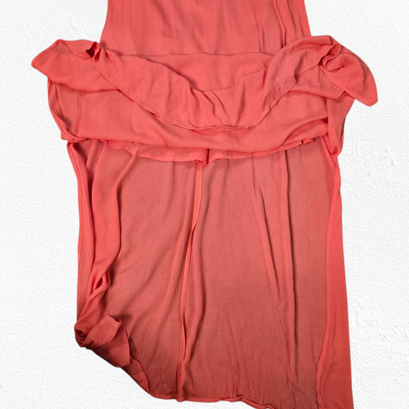 JustFab Coral Pink Boho Sleeveless Chain Halter Chiffon Maxi Dress Size Small - Picture 8 of 11